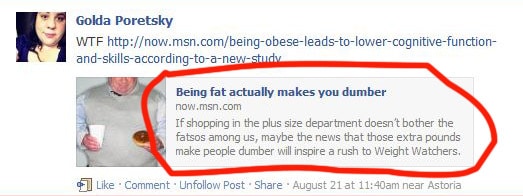 being fat makes you dumber from facebook preview with circle